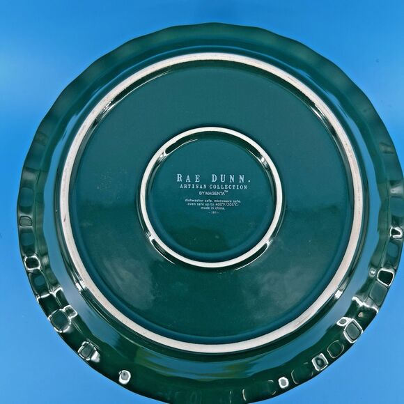 Rae Dunn  Artisan Collection By Magenta Green Jingle Bells Pie Dish #181 - Picture 4 of 6